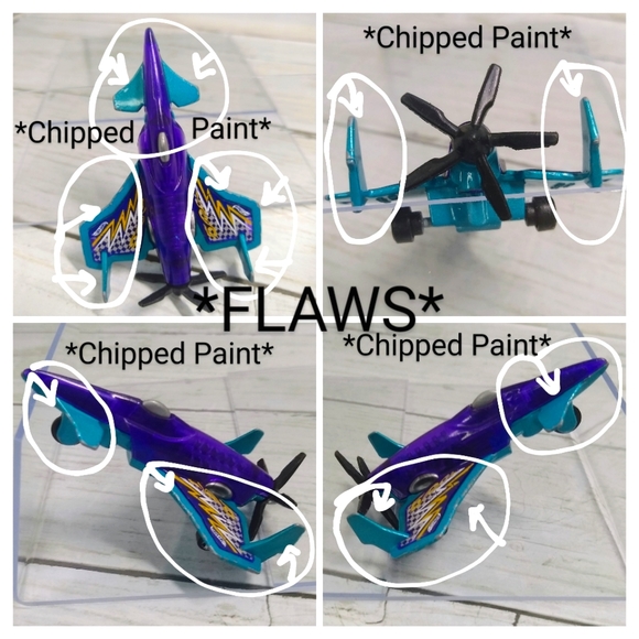 Hot Wheels POISON ARROW F05 Diecast&Plastic 3"l Purple Blue Toy Prop Airplane - Picture 6 of 8